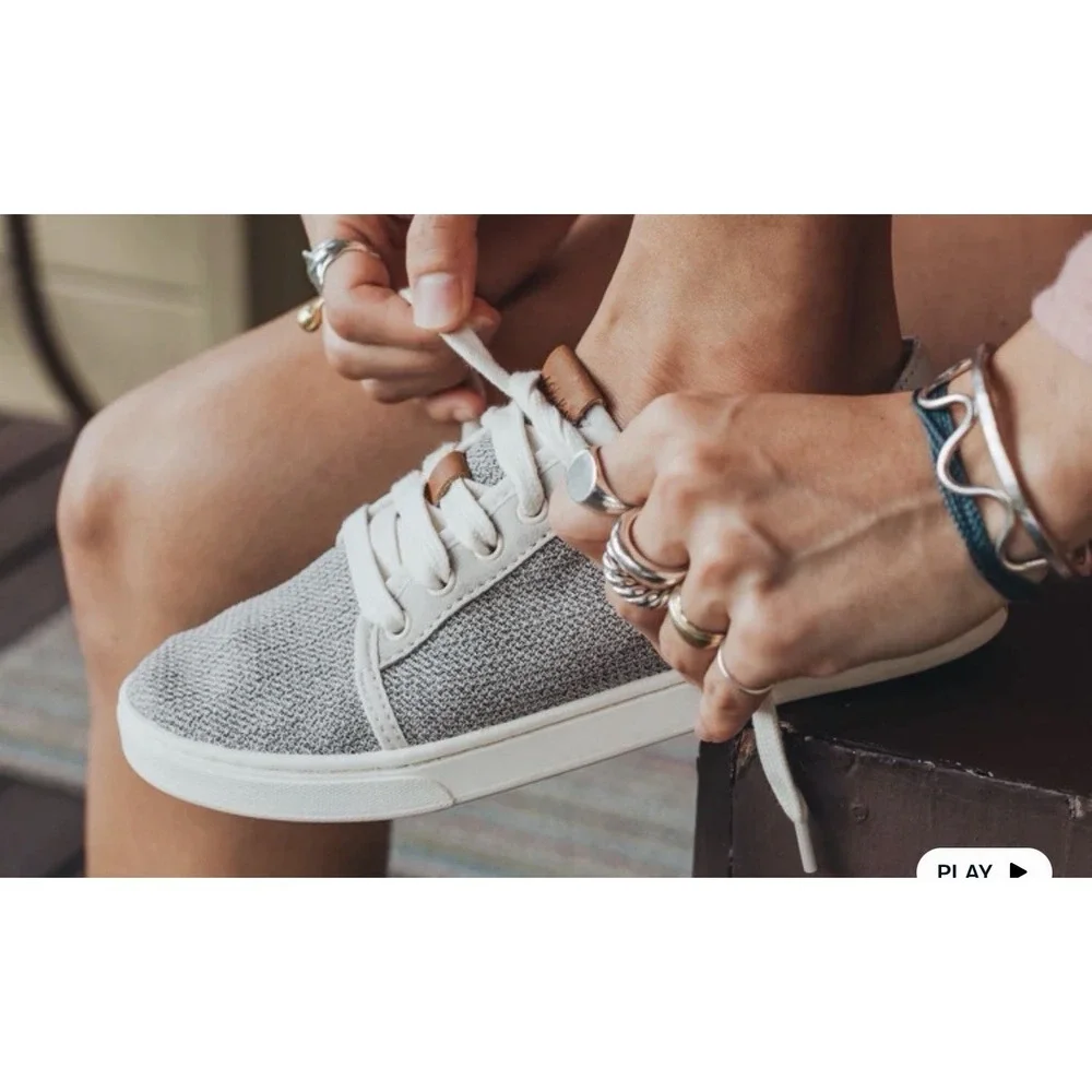Olukai Sneakers Women 8 38 Pehuea Li Fabric Mesh Convertible Fold Down Heel Grey